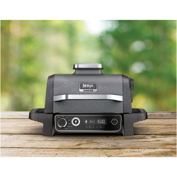 Gratar electric Ninja OG701EU, 2400W, Pana la 260C, Acoperire interna amina ceramica, Woodfire, Gri