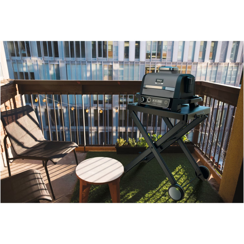 Gratar electric Ninja OG701EU, 2400W, Pana la 260C, Acoperire interna amina ceramica, Woodfire, Gri