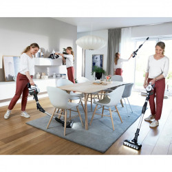 Aspirator vertical Bosch Unlimited 7 BBS711W, 300 ml, Motor TurboSpin, Lumini LED, Autonomie 40 min, Alb/Negru