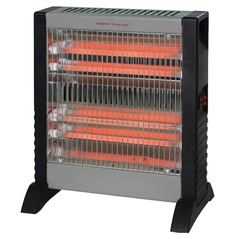 Radiator cu quartz ELITE EQH-0485, 1200W, 15 m², 4 incalzitoare, Negru/Gri