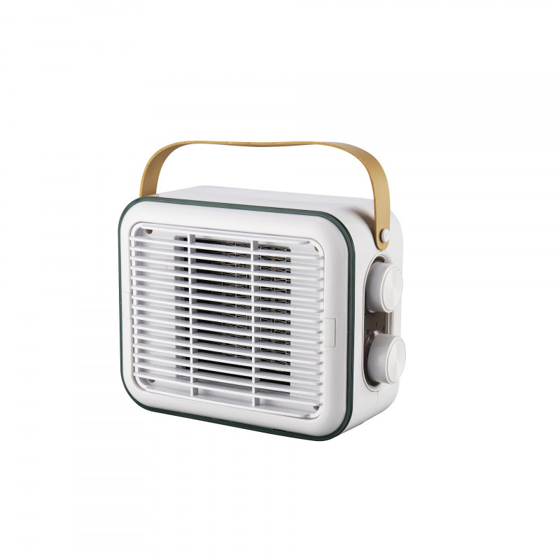 Ventilator ELITE EFHR-1383 Retro, 1500W, 15 m2, încălzitor PTC, 3 trepte, siguranță la răsturnare, Alb/Mustard
