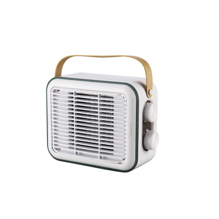 Ventilator ELITE EFHR-1383 Retro, 1500W, 15 m2, încălzitor PTC, 3 trepte, siguranță la răsturnare, Alb/Mustard