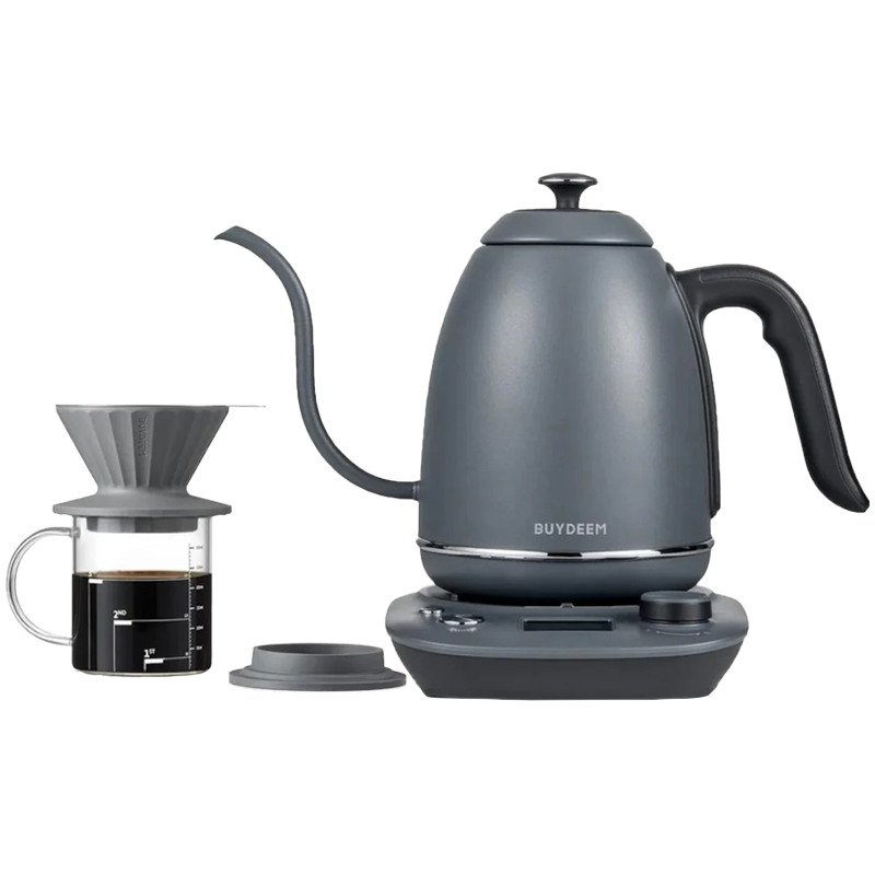 Cana cu filtru de cafea Buydeem CD1024-IG, 300 ml, Sticla borosilicata, Otel inoxidabil, Gri