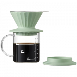 Cana cu filtru de cafea Buydeem CD1024-CG, 300 ml, Sticla borosilicata, Otel inoxidabil, Verde
