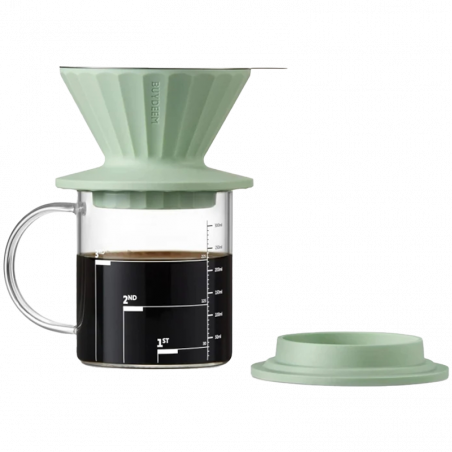 Cana cu filtru de cafea Buydeem CD1024-CG, 300 ml, Sticla borosilicata, Otel inoxidabil, Verde
