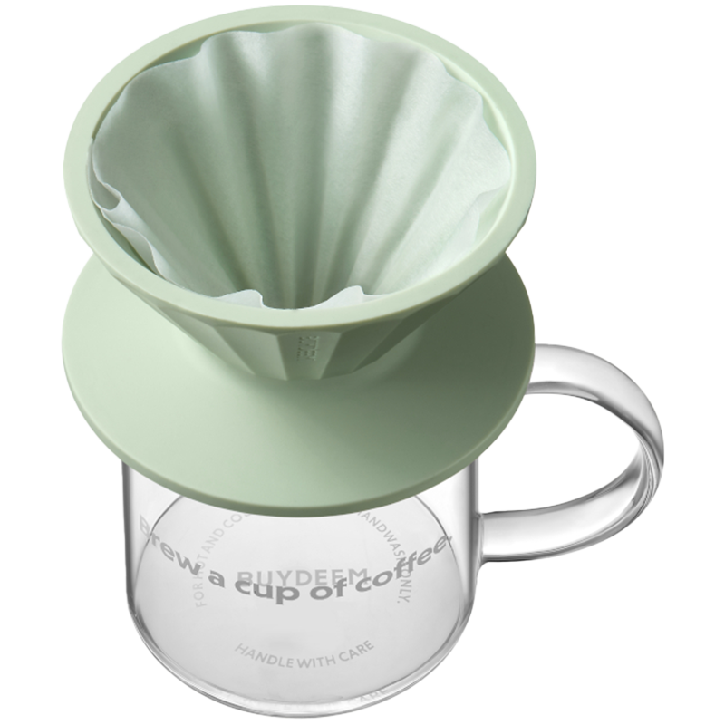 Cana cu filtru de cafea Buydeem CD1024-CG, 300 ml, Sticla borosilicata, Otel inoxidabil, Verde