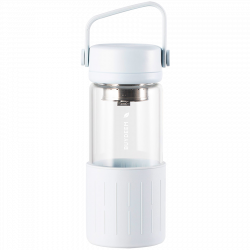 Sticla de ceai cu infuzor BUYDEEM DG42, 300 ml, Protectie silicon, Alb