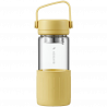 Sticla de ceai cu infuzor BUYDEEM DG42, 300 ml, Protectie silicon, Galben