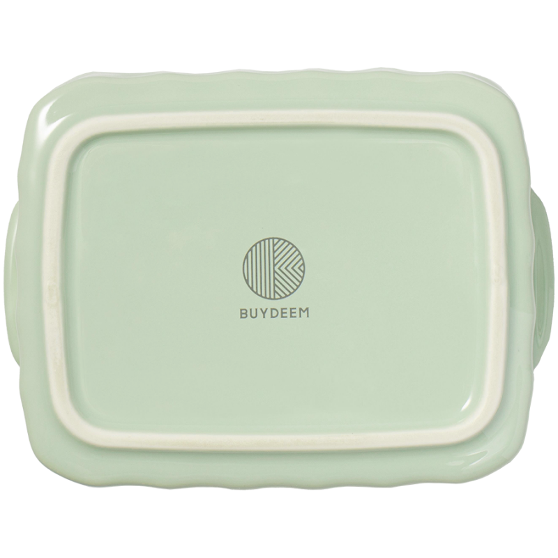 Cutie alimentara ceramica Buydeem CT1006-CG, 810 ml, 17x20.5 cm, Pana la 230°C, Compatibila cuptor si cuptor cu microunde, Verde