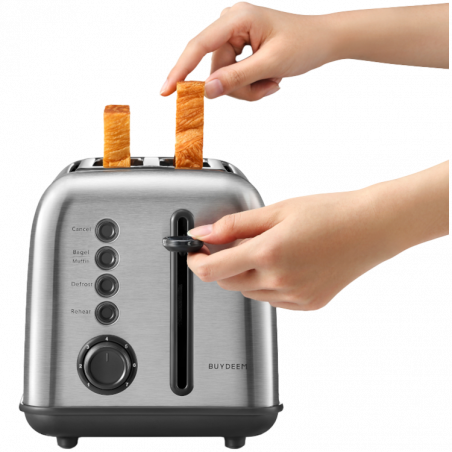 Prajitor de paine Buydeem DT620E-SS/EU, 900W, Pana la 204C°, 7 programe, Deschidere larga, Pop-up mare, Inox