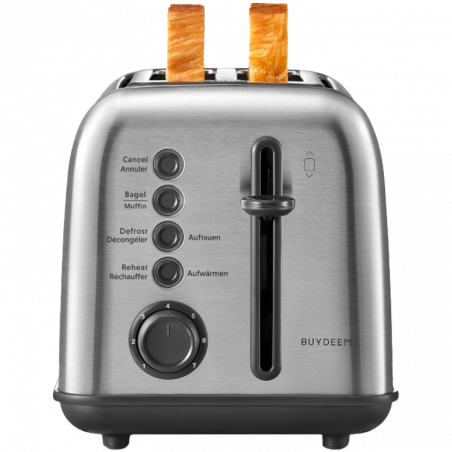 Prajitor de paine Buydeem DT620E-SS/EU, 900W, Pana la 204C°, 7 programe, Deschidere larga, Pop-up mare, Inox