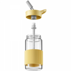 Sticla Buydeem CD1017-MY, 500 ml, Pai incorporat, Rezistenta la scurgeri, Sticla rezistentă la caldura pana la 150°C, Fara BPA, Galben