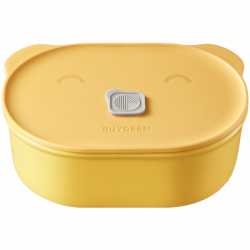 Cutie pentru pranz ceramica Buydeem CT3007-MY, 500 ml, 19.5x11x16.5 cm, Rezistenta la căldura pana la 230°C, Compatibila cuptor si cuptor cu microunde, Galben