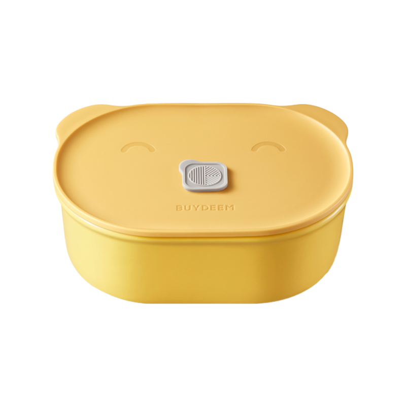 Cutie pentru pranz ceramica Buydeem CT3007-MY, 500 ml, 19.5x11x16.5 cm, Rezistenta la căldura pana la 230°C, Compatibila cuptor si cuptor cu microunde, Galben