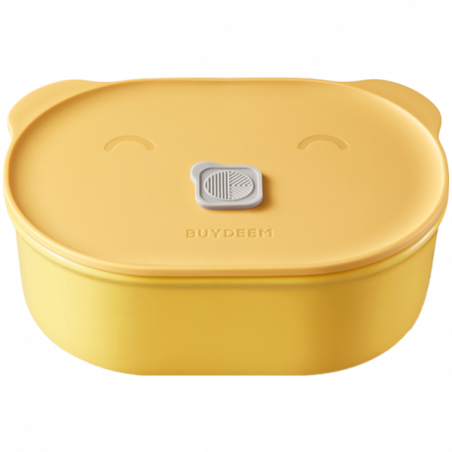 Cutie pentru pranz ceramica Buydeem CT3007-MY, 500 ml, 19.5x11x16.5 cm, Rezistenta la căldura pana la 230°C, Compatibila cuptor si cuptor cu microunde, Galben