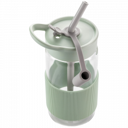 Sticla Buydeem CD1017-CG, 500 ml, Pai incorporat, Rezistenta la scurgeri, Sticla rezistentă la caldura pana la 150°C, Fara BPA, Verde