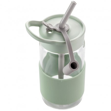 Sticla Buydeem CD1017-CG, 500 ml, Pai incorporat, Rezistenta la scurgeri, Sticla rezistentă la caldura pana la 150°C, Fara BPA, Verde