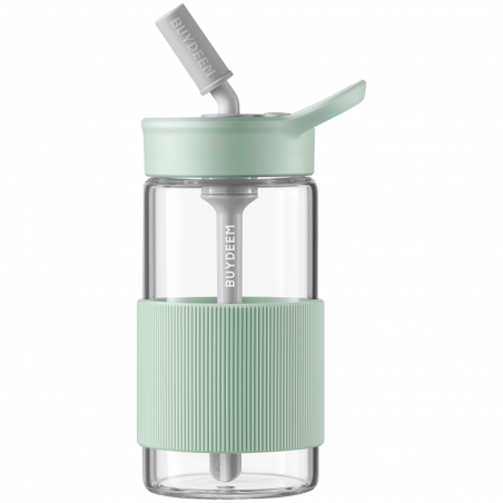 Sticla Buydeem CD1017-CG, 500 ml, Pai incorporat, Rezistenta la scurgeri, Sticla rezistentă la caldura pana la 150°C, Fara BPA, Verde