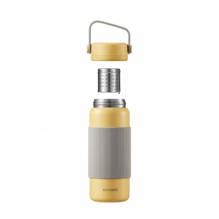 Termos cu infuzor Buydeem CD1011-MY, 400 ml, Rezistent la scurgeri, Infuzor detasabil, Otel inoxidabil, Maner, Galben