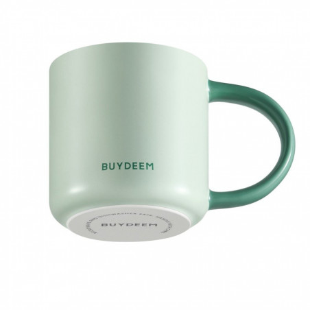 Ceasca ceramica pentru ceai si cafea Buydeem CD1018-CG, 350 ml, Fund plat, Scala de masurare interna, Verde