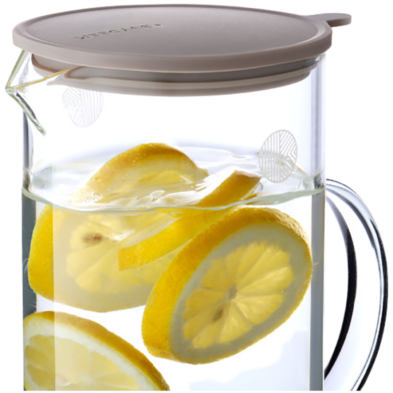 Carafа BUYDEEM CD2003, 1.2 l, Deschidere largа, Capac din silicon, Sticla borosilicata, Gri