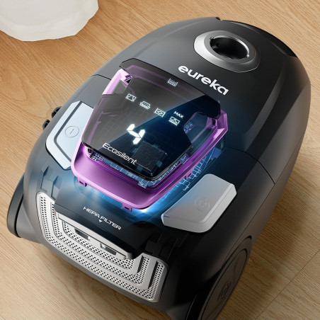 Aspirator Eureka NEN300, 700W, 16 kPa, 2 l, 4 trepte, Afisaj LED, HEPA, Negru/Violet