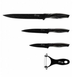 Set cuțit și decojitor Switzňer SW-5555-BLK, 4 piese, Decojitor, Acoperire ceramică, Ascuțire laser, Oțel inoxidabil, Negru