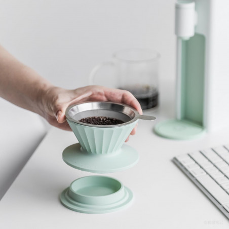 Cana cu filtru de cafea Buydeem CD1024-CG, 300 ml, Sticla borosilicata, Otel inoxidabil, Verde