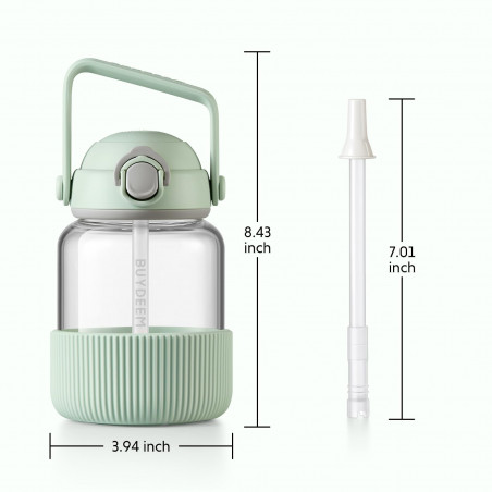 Sticla Buydeem DG78-CG, Pai pop-up, Maner, Sticla rezistenta la caldura pana la 150°C, Etansare tripla, Verde