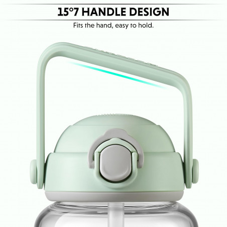 Sticla Buydeem DG78-CG, Pai pop-up, Maner, Sticla rezistenta la caldura pana la 150°C, Etansare tripla, Verde