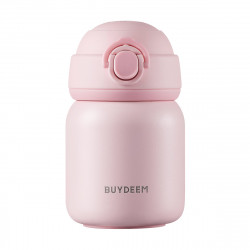 Termos BUYDEEM TAN200, 200 ml, Capac cu infiletare etansa, Otel inoxidabil, Roz