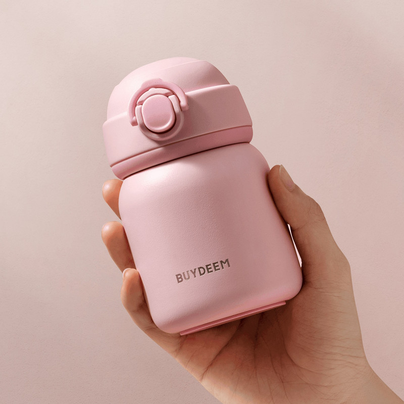 Termos BUYDEEM TAN200, 200 ml, Capac cu infiletare etansa, Otel inoxidabil, Roz