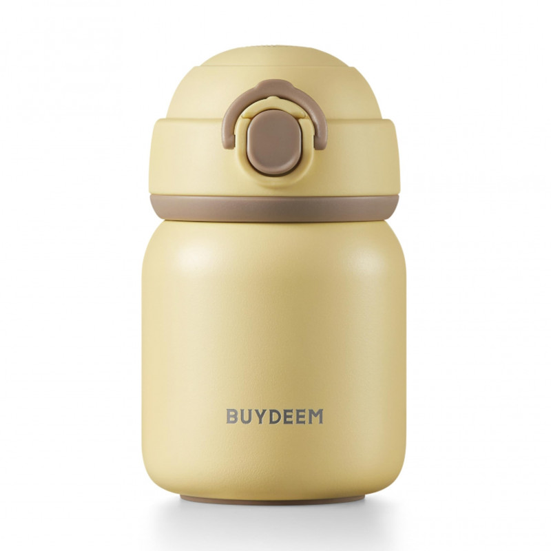 Termos BUYDEEM TAN200, 200 ml, Capac cu infiletare etansa, Otel inoxidabil, Galben