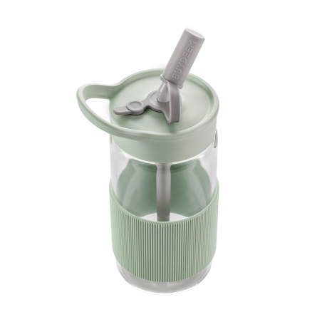 Sticla Buydeem CD1017-CG, 500 ml, Pai incorporat, Rezistenta la scurgeri, Sticla rezistentă la caldura pana la 150°C, Fara BPA, Verde