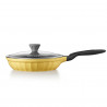 Tigaie BUYDEEM CP182, 28 cm, Capac din sticla, Aluminiu turnat, Fara PFOA, Acoperire antiaderenta, Galben