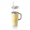 Pahar termo cu pai incorporat Buydeem DS57-MY, 700 ml, Cald/rece pana la 6 ore, Vid, Maner, Otel inoxidabil, Fara BPA, Galben