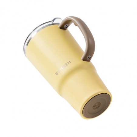 Pahar termo cu pai incorporat Buydeem DS57-MY, 700 ml, Cald/rece pana la 6 ore, Vid, Maner, Otel inoxidabil, Fara BPA, Galben
