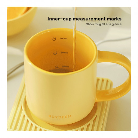 Ceasca ceramica pentru ceai si cafea Buydeem CD1018-CG, 350 ml, Fund plat, Scala de masurare interna, Verde