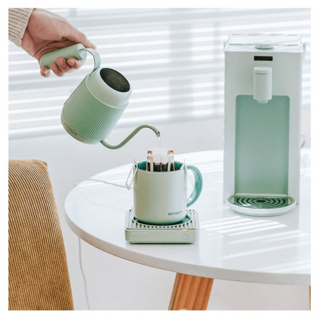 Ceasca ceramica pentru ceai si cafea Buydeem CD1018-CG, 350 ml, Fund plat, Scala de masurare interna, Verde