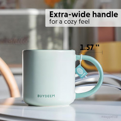 Ceasca ceramica pentru ceai si cafea Buydeem CD1018-CG, 350 ml, Fund plat, Scala de masurare interna, Verde