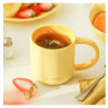 Ceasca ceramica pentru ceai si cafea Buydeem CD1018-MY, 350 ml, Fund plat, Scala de masurare interna, Ceramica pentru temperaturi inalte, Galben