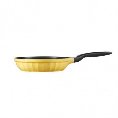 Tigaie BUYDEEM CP182, 28 cm, Capac din sticla, Aluminiu turnat, Fara PFOA, Acoperire antiaderenta, Galben