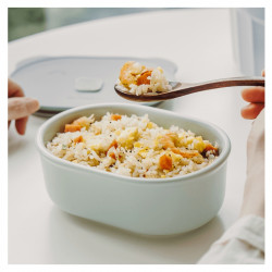 Cutie pentru pranz ceramica Buydeem CT3007-CG, 500 ml, 19.5x11x16.5 cm, Rezistenta la caldura pana la 230°C, Compatibilă cu cuptorul si cuptorul cu microunde, Verde