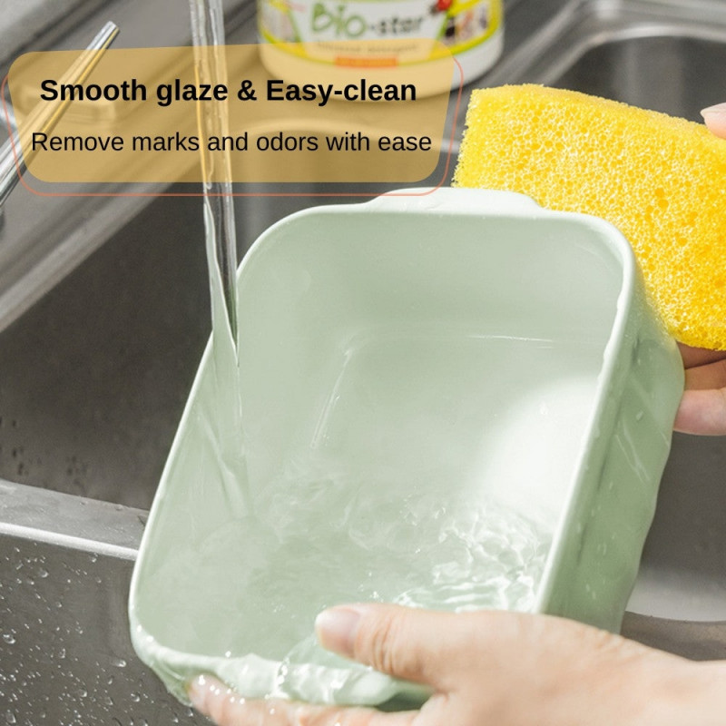 Cutie pentru pranz ceramica Buydeem CT3007-CG, 500 ml, 19.5x11x16.5 cm, Rezistenta la caldura pana la 230°C, Compatibilă cu cuptorul si cuptorul cu microunde, Verde