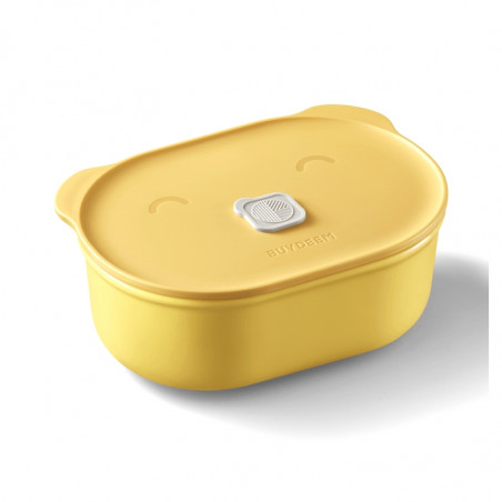 Cutie pentru pranz ceramica Buydeem CT3007-MY, 500 ml, 19.5x11x16.5 cm, Rezistenta la căldura pana la 230°C, Compatibila cuptor si cuptor cu microunde, Galben
