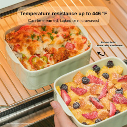 Cutie pentru pranz ceramica Buydeem CT3007-MY, 500 ml, 19.5x11x16.5 cm, Rezistenta la căldura pana la 230°C, Compatibila cuptor si cuptor cu microunde, Galben
