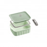 Cutie alimentara ceramica Buydeem CT1006-CG, 810 ml, 17x20.5 cm, Pana la 230°C, Compatibila cuptor si cuptor cu microunde, Verde