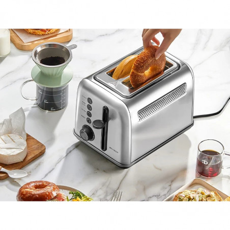 Prajitor de paine Buydeem DT620E-SS/EU, 900W, Pana la 204C°, 7 programe, Deschidere larga, Pop-up mare, Inox