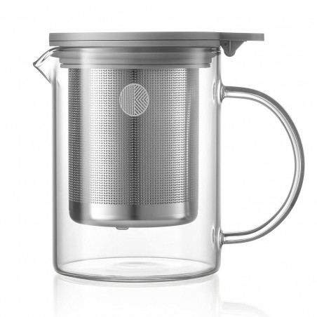Cana cu infuzor pentru ceai BUYDEEM CD2001, 500 ml, Otel inoxidabil, Design elegant, Gri