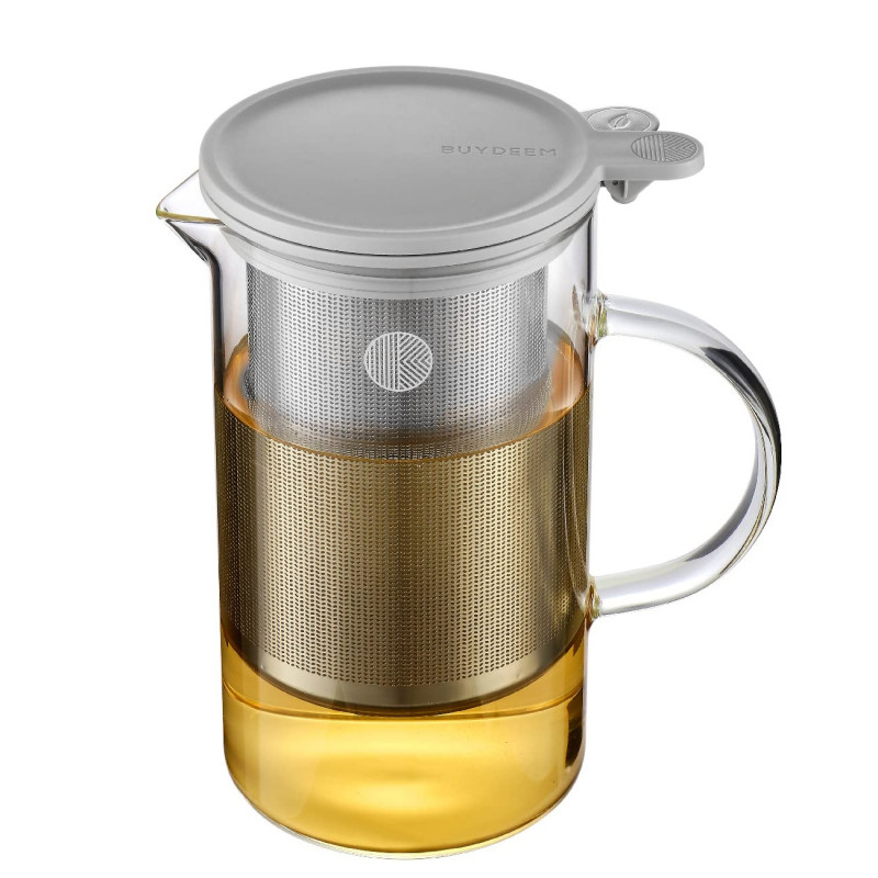 Ceainic cu infuzor BUYDEEM CD2002, 800 ml, Otel inoxidabil, Design elegant, Gri